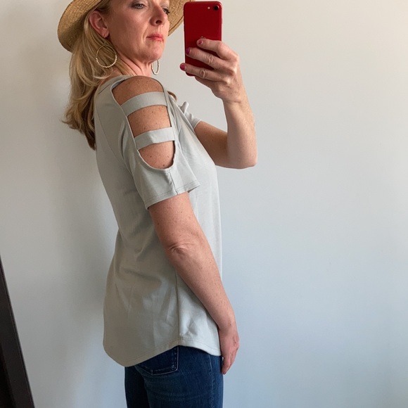 Seafoam Color, Cold Shoulder Top - Picture 3 of 6